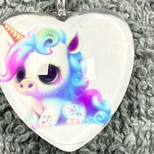 Colorful Heart Unicorn Pendant